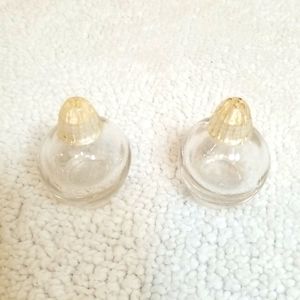Vintage Irice NY Glass Ball Salt and Pepper Shakers with acrylic tops.